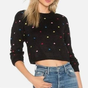 Majorelle Cropped Black and Polka Dot Sweater Size Medium